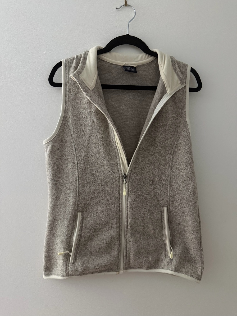 Charles River Apparel Hooded Zip Vest in Soft Gray and Cream